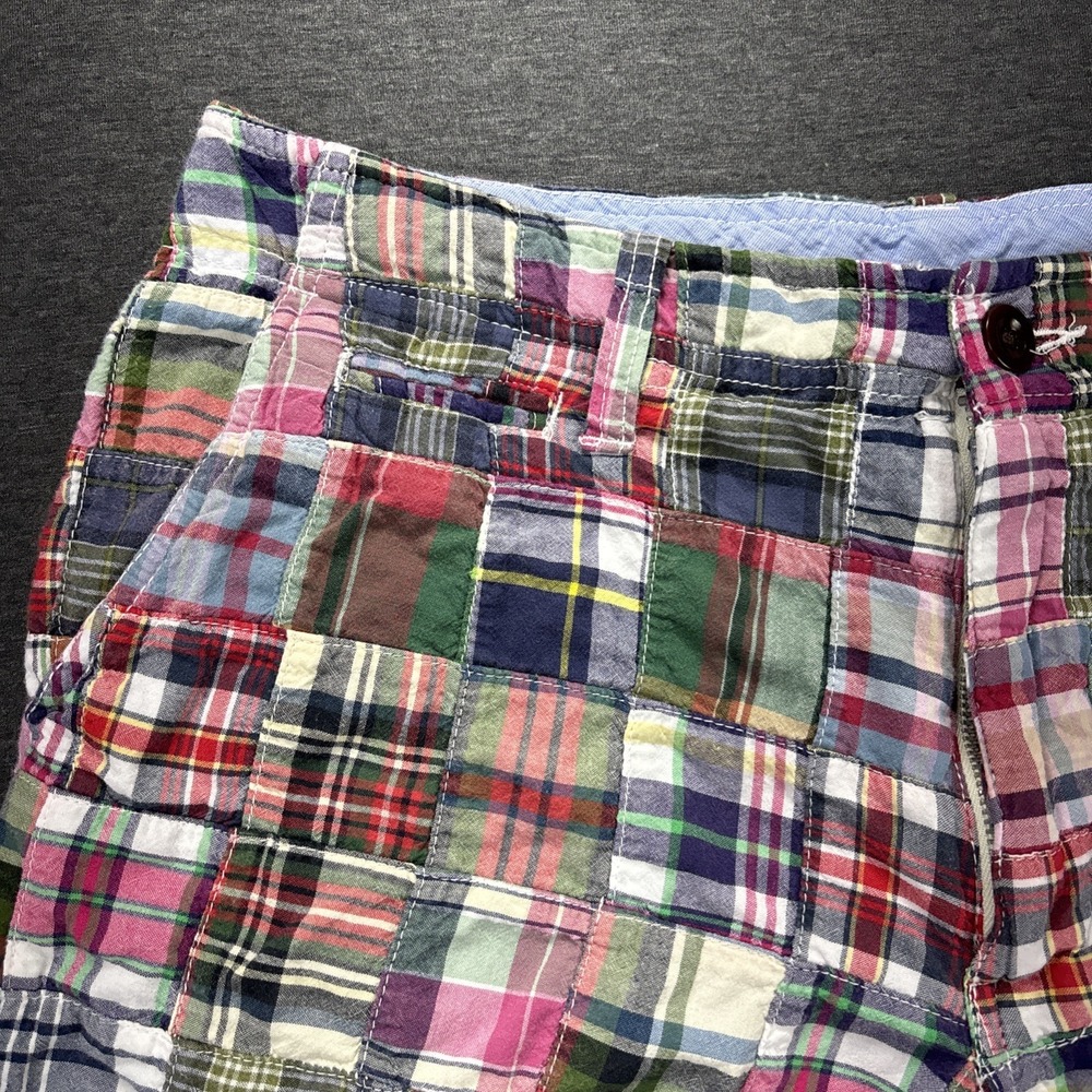 J. Crew Field Shorts Mens 31 Madras Plaid Patchwork Multicolor Preppy Coastal - Picture 2 of 14
